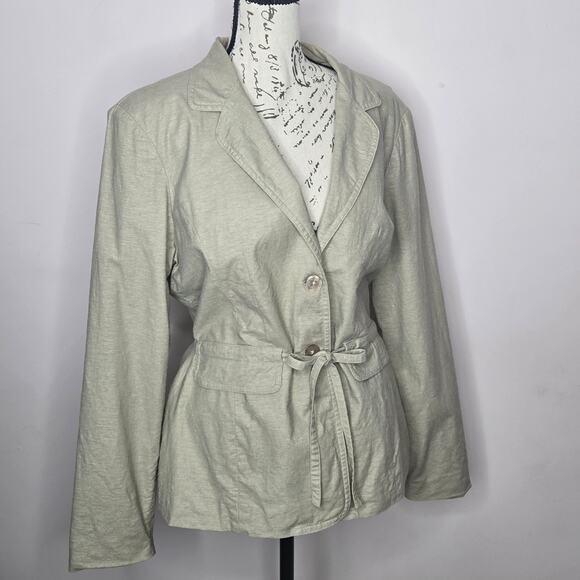George Jackets & Blazers - George Stretch Women's Khaki 2-Button Blazer With Tie at Waist Size 12